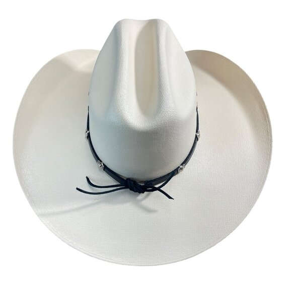 Lone Star White Western Cowboy Hat With Black Band & Silver Accents - Picture 3 of 10